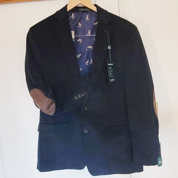 NWT Ralph Lauren Corduroy Cotton Blazer Jacket ULTRA FLEX Dark Teal Blue 41R Fox - Picture 1 of 7